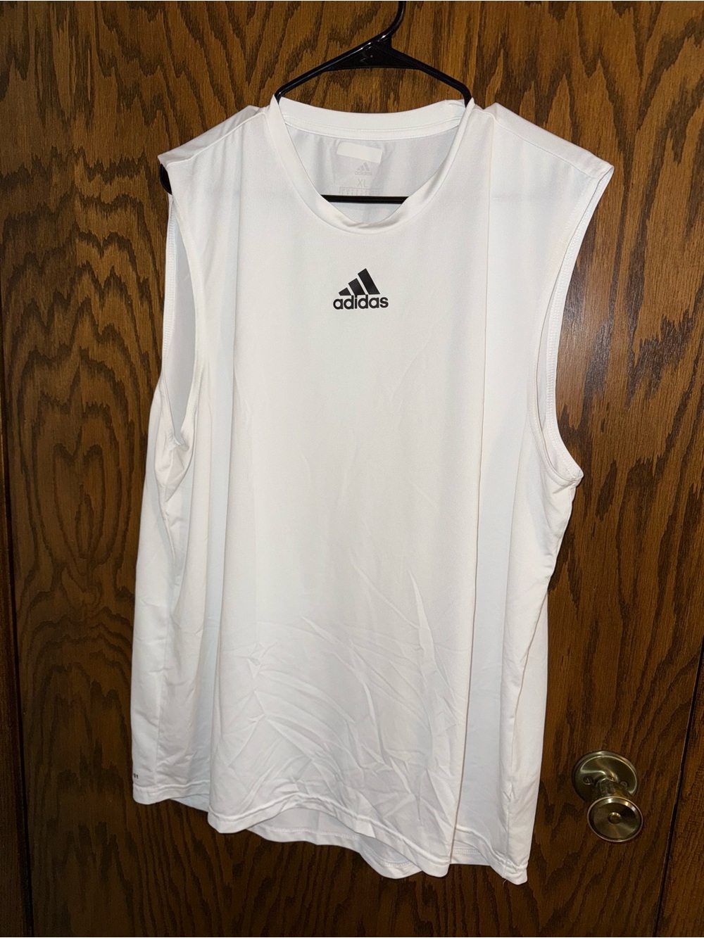 adidas White Muscle Tank with Black Logo